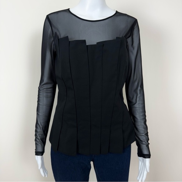 Anne Fontaine Tops - Anne Fontaine Size 40 10 Black Nuance Pima Cotton Mesh Blouse Top French